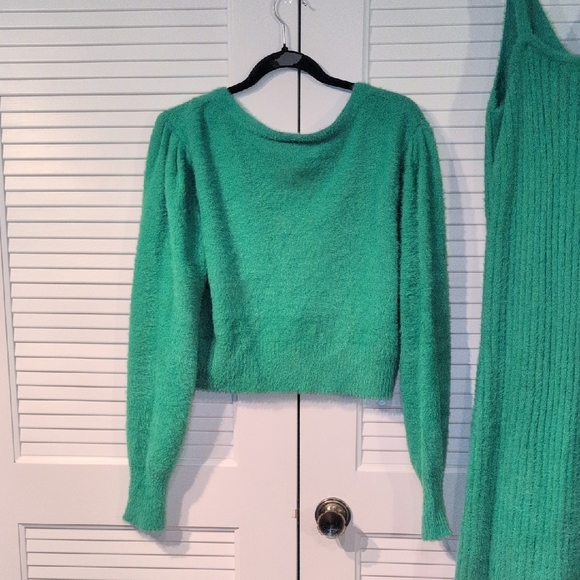 Freshman 1996 Green Knit Sweater Dress And Cardigan Set Size L - Picture 8 of 8